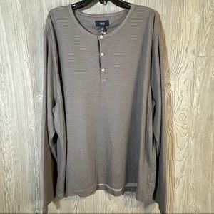1901 Mens 3XL Stripe Long Sleeve Henley T Shirt Sweater Grey Shade White Texture